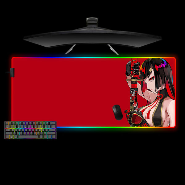 Cyber Samurai Girl Design XXL Size RGB Lit Gamer Mouse Pad