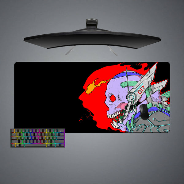 Cyberpunk Anger Skull Design Large Size Gaming Mousepad, Computer Desk Mat