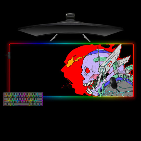 Cyberpunk Anger Skull Design Large Size RGB Lighting Gaming Mousepad, Computer Desk Mat
