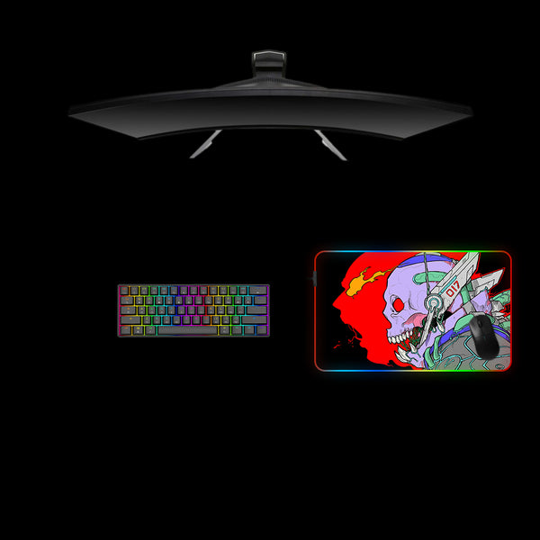 Cyberpunk Anger Skull Design Medium Size RGB Lighting Gaming Mousepad, Computer Desk Mat