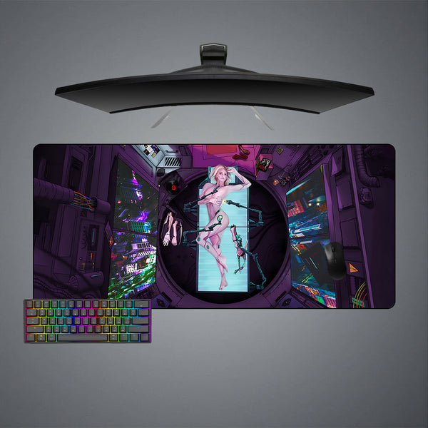 Cyberpunk Assembly Design XL Size Gamer Mouse Pad, Computer Desk Mat