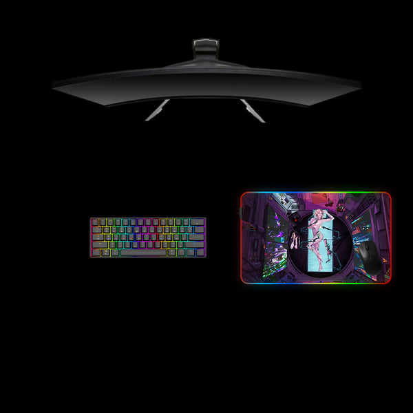 Cyberpunk Assembly Design Medium Size RGB Lighting Gamer Mouse Pad, Computer Desk Mat