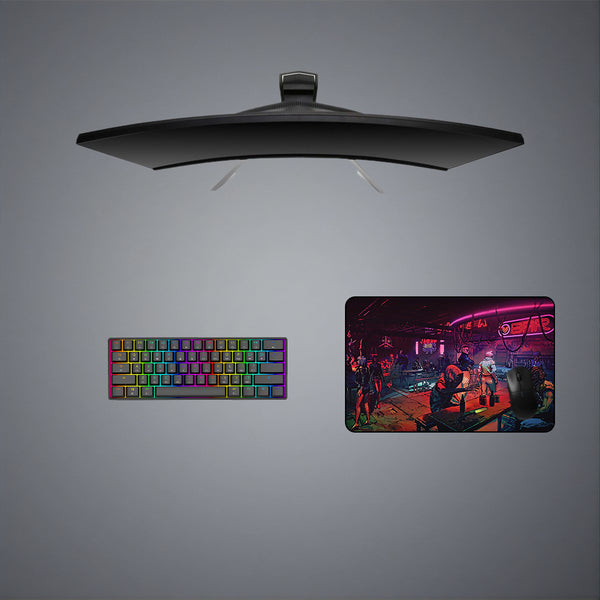 Medium size gamer mouse pad with "Cyberpunk bar" printed design