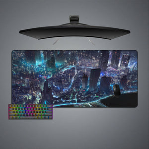 Cyberpunk City Design Large Size Gaming Mouse Pad, Computer Desk Mat