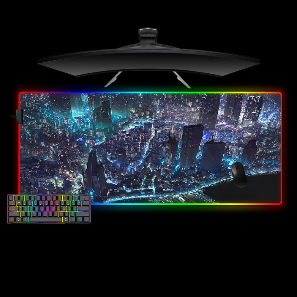 Vaporwave Gaming Desk Mat Cyberpunk City Mousepad Xxl, Neon Ninja