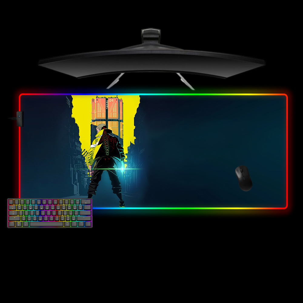 Cyberpunk Edgerunner Design XXL Size RGB Lit Gaming Mouse Pad, Computer Desk Mat