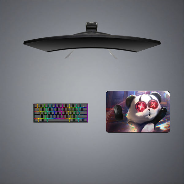 Cyberpunk Glitchy Panda Design Medium Size Gaming Mouse Pad, Computer Desk Mat