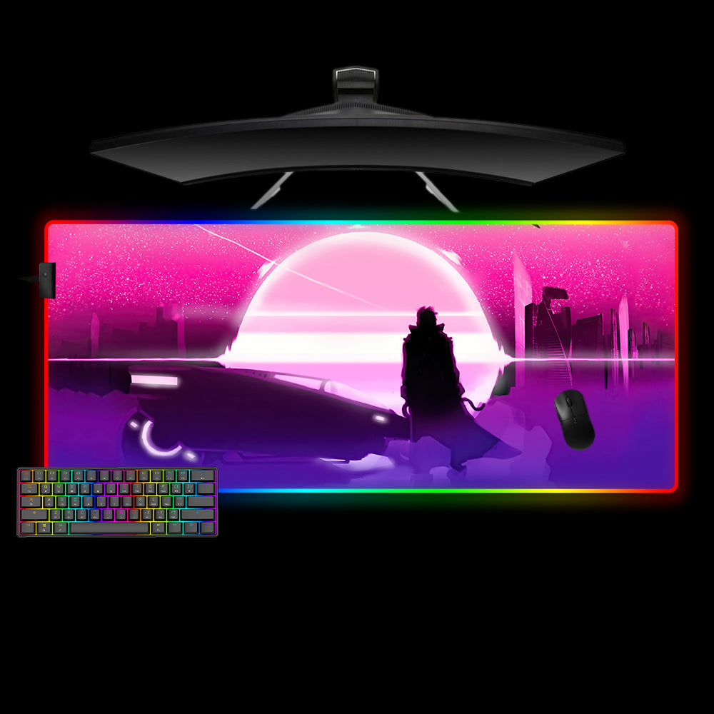 Cyberpunk Horizon Design XL Size RGB Lighting Gamer Mouse Pad, Computer Desk Mat