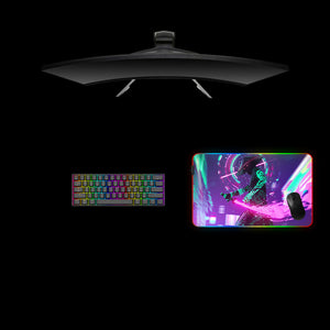 Cyberpunk Neon Katana Design Medium Size RGB Lighting Gamer Mouse Pad, Computer Desk Mat