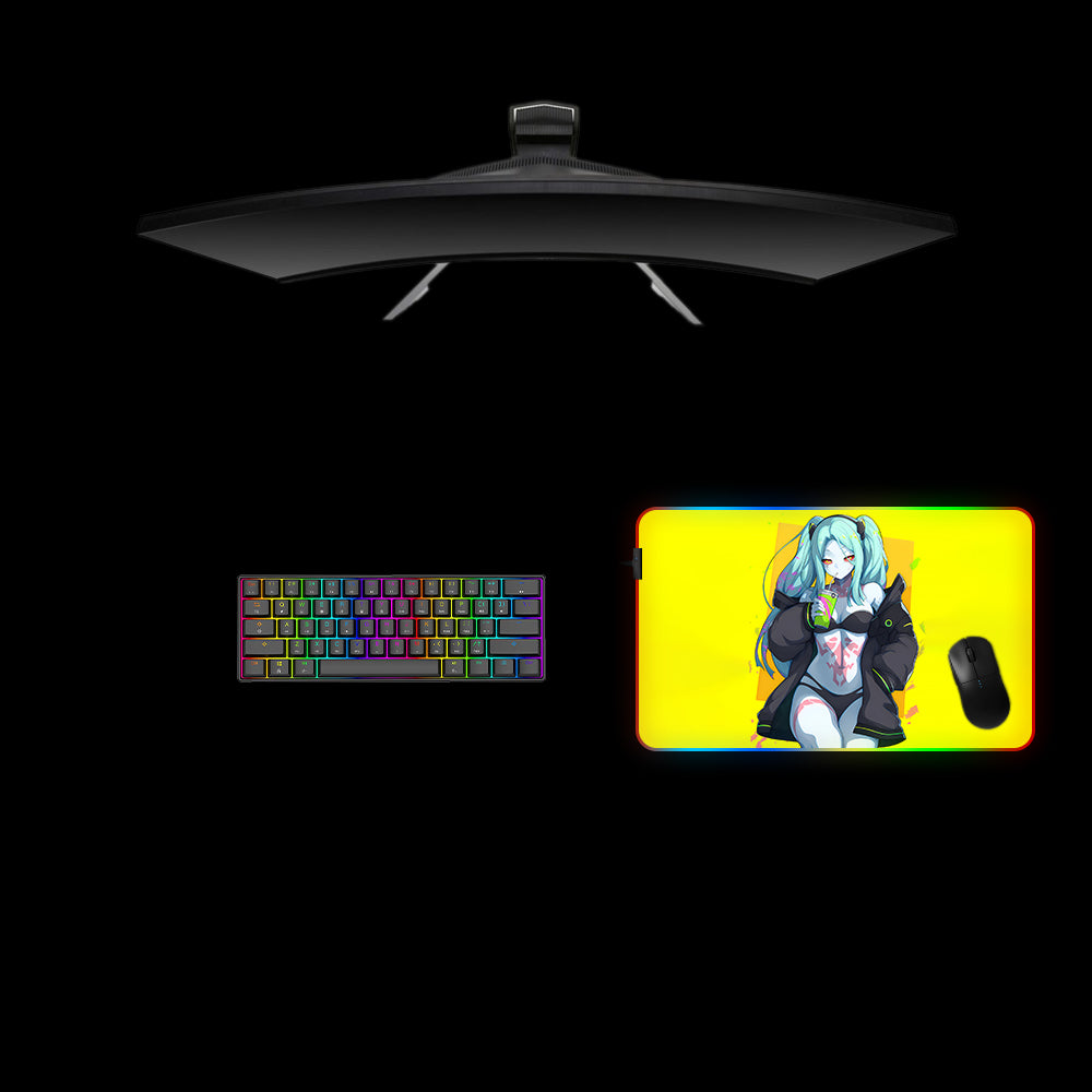 Cyberpunk Rebecca Design Medium Size RGB Light Gaming Mouse Pad