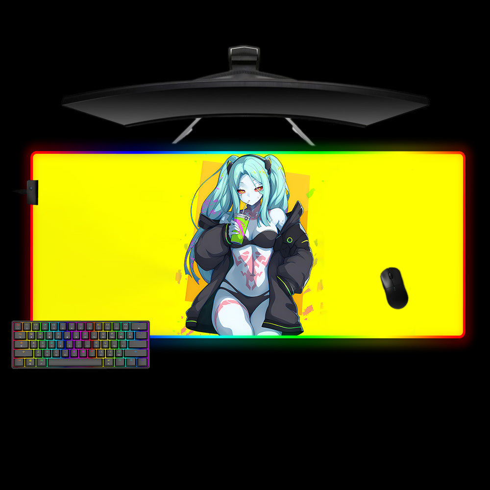 Cyberpunk Rebecca Design XXL Size RGB Light Gaming Mouse Pad