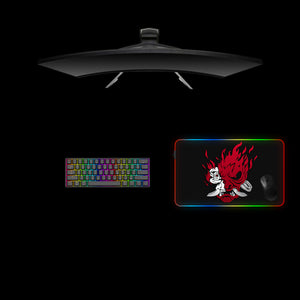 Cyberpunk Samurai Logo Design Medium Size RGB Lit Gaming Mouse Pad