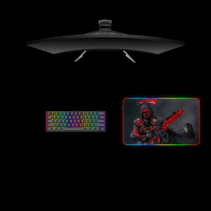 Cyberpunk Soldier Design Medium Size RGB Light Gaming Mouse Pad, Computer Desk Mat
