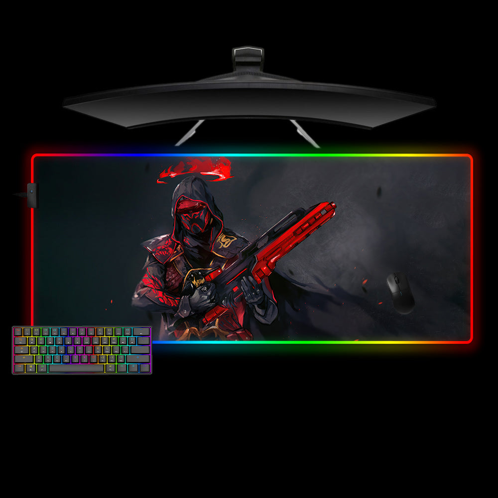 Cyberpunk Soldier Design XL Size RGB Light Gaming Mouse Pad, Computer Desk Mat