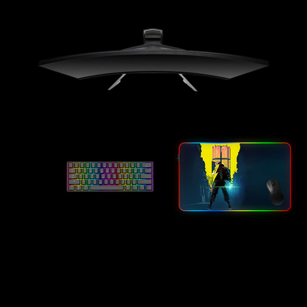 Cyberpunk Street Kid Design Medium Size RGB Light Gamer Mouse Pad