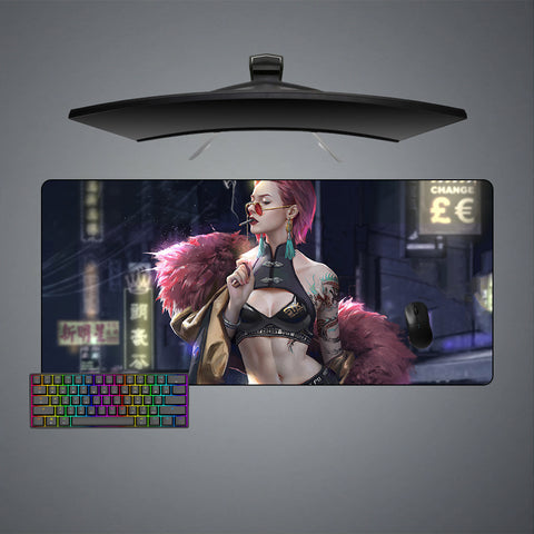 Cyberpunk Style Girl Design Large Size Gaming Mouse Pad