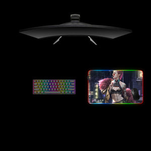 Cyberpunk Style Girl Design Medium Size RGB Light Gaming Mouse Pad