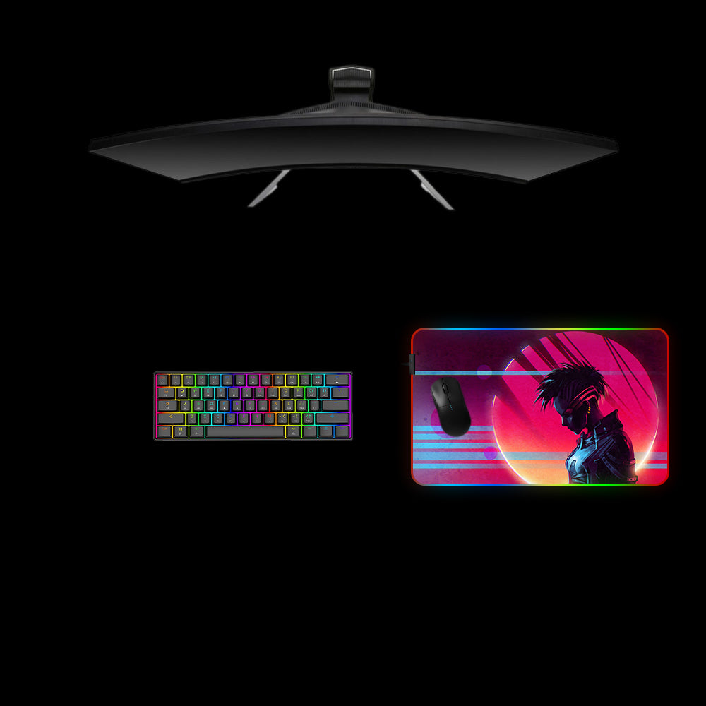 Cyberpunk Synthwave Design Medium Size RGB Lit Gaming Mousepad