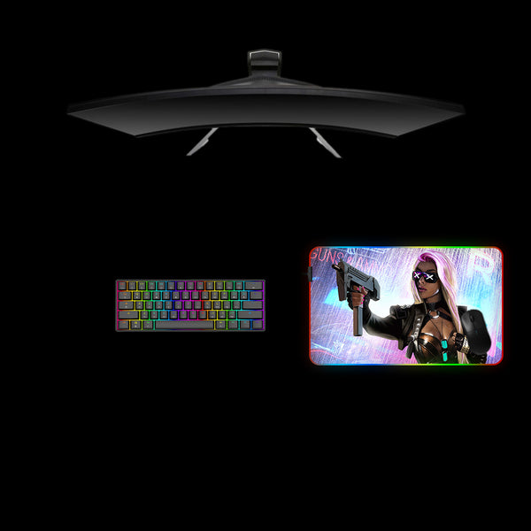 Cyberpunk X Girl Design Medium Size RGB Light Gaming Mouse Pad