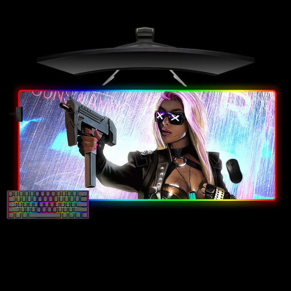 Cyberpunk X Girl Design XL Size RGB Light Gaming Mouse Pad