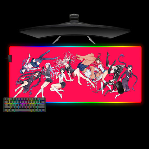 Danganronpa Girls Design XXL Size RGB Illuminated Gamer Mouse Pad, Computer Desk Mat