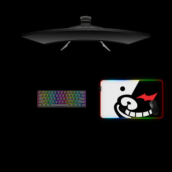 Monokuma Face Design Medium Size RGB Illuminated Gamer Mouse Pad, Computer Desk Mat