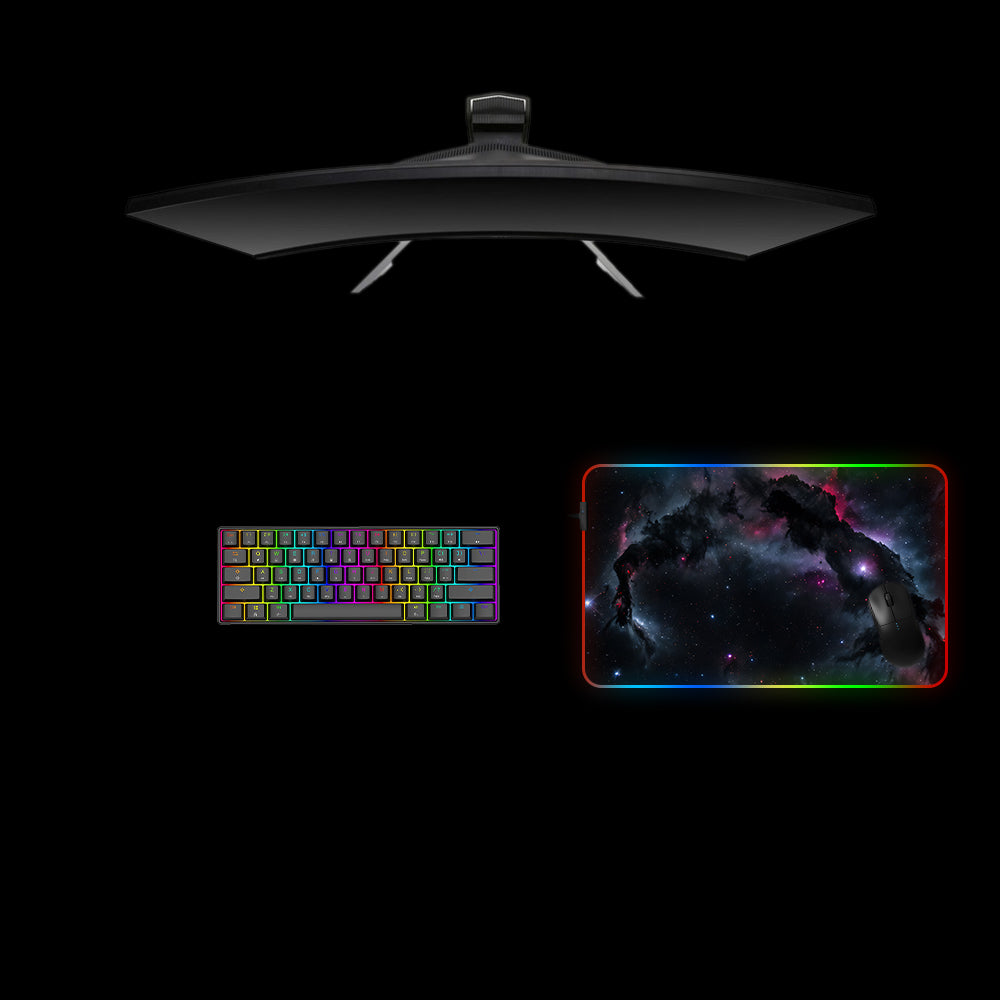 Dark Cloudy Nebula Design Medium Size RGB Lights Gaming Mousepad