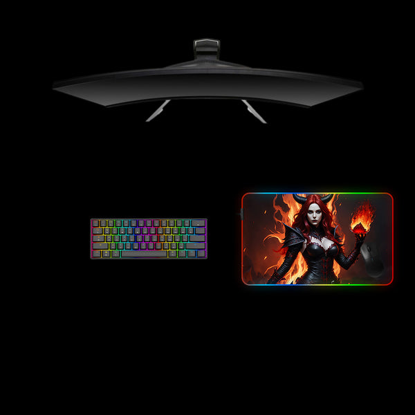 Dark Fire Sorceress Design Medium Size RGB Backlit Gamer Mouse Pad