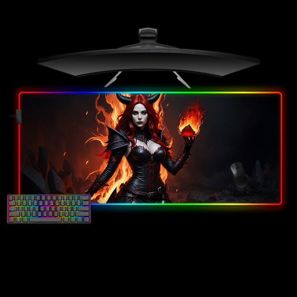 Dark Fire Sorceress Design XL Size RGB Backlit Gamer Mouse Pad