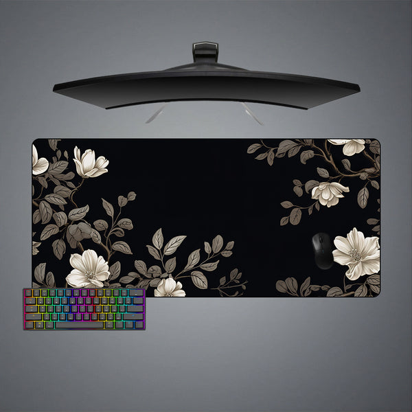 Dark Floral Design XL Size Gaming Mouse Pad
