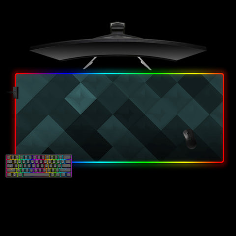 Dark Green Diamond Pattern Design XXL Size RGB Illuminated Gaming Mouse Pad