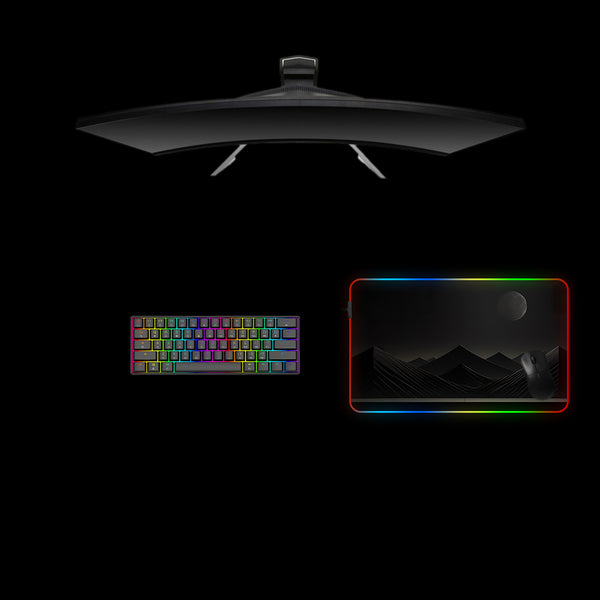 Dark Mountains Design Medium Size RGB Lighting Gaming Mouse Pad, Computer Desk Mat