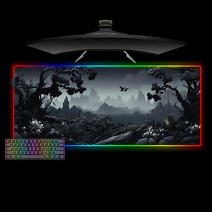 Dark Nature Design Large Size RGB Lighting Gamer Mouse Pad, Computer Desk Mat