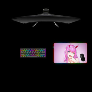 Darling in the Franxx Zero Two Blush Design Medium Size RGB Lit Gamer Mouse Pad, Computer Desk Mat