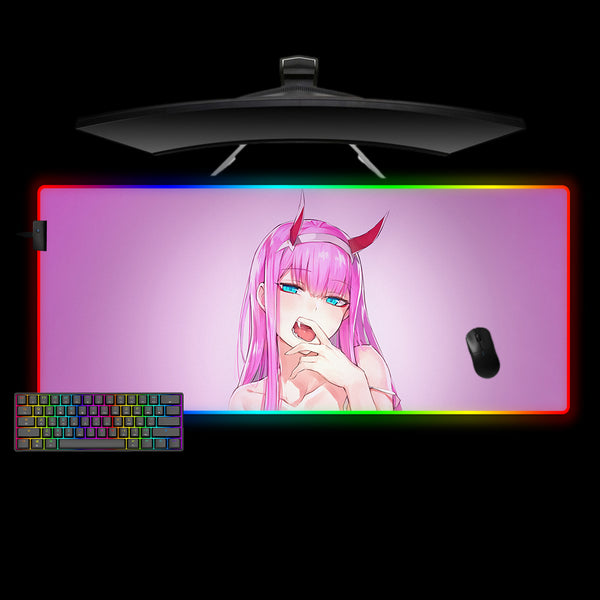 Darling in the Franxx Zero Two Blush Design XXL Size RGB Lit Gamer Mouse Pad, Computer Desk Mat