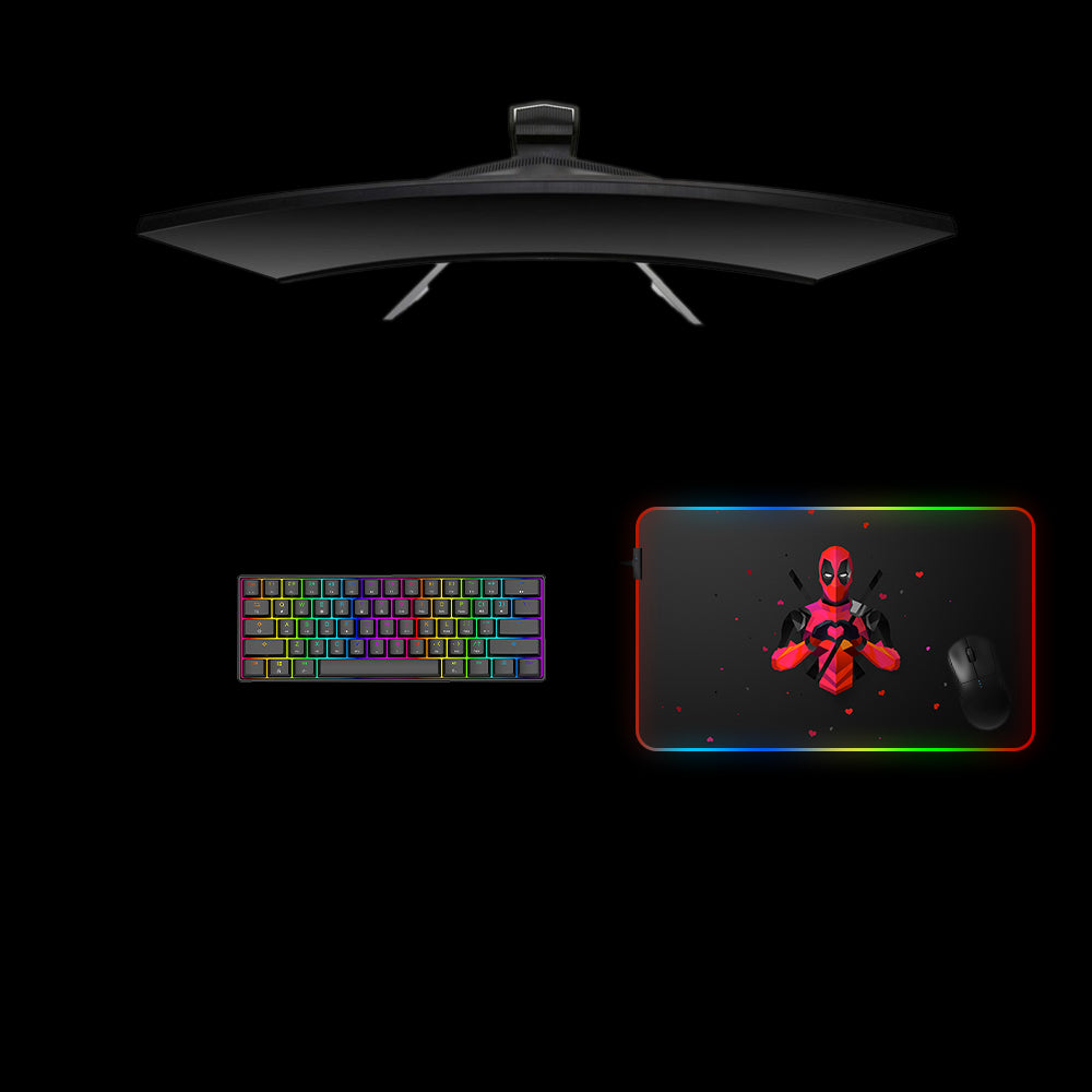 Deadpool Love Design Medium Size RGB Lit Gamer Mouse Pad, Computer Desk Mat