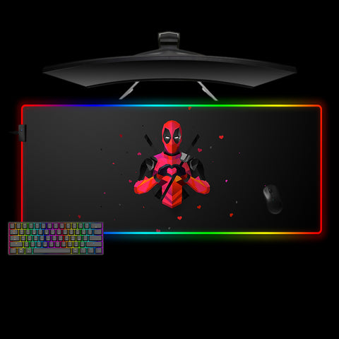 Deadpool Love Design XXL Size RGB Lit Gamer Mouse Pad, Computer Desk Mat