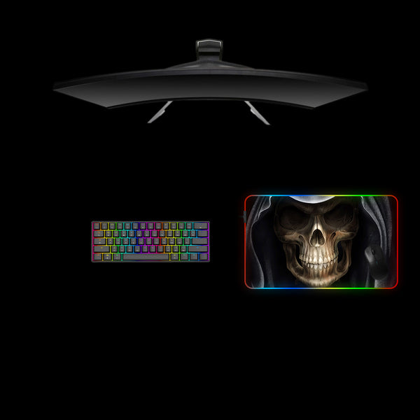 Death Design Medium Size RGB Light Gamer Mouse Pad, Computer Desk Mat
