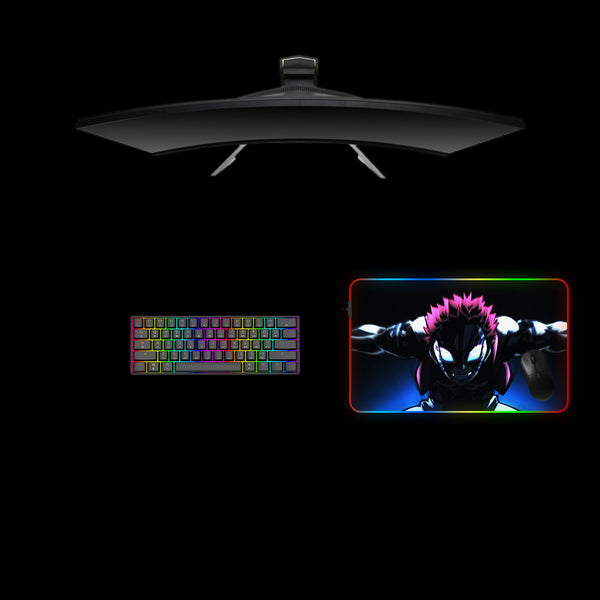 Medium size RGB lit gaming mousepad with Demon Slayer Akaza Blur printed design