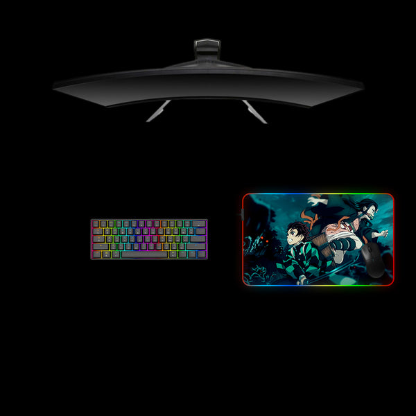 Demon Slayer Fight Design Medium Size RGB Illuminated Gaming Mouse Pad, Computer Desk Mat