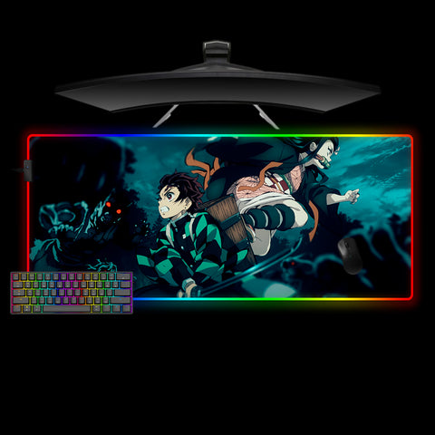 Demon Slayer Fight Design XL Size RGB Illuminated Gaming Mouse Pad, Computer Desk Mat