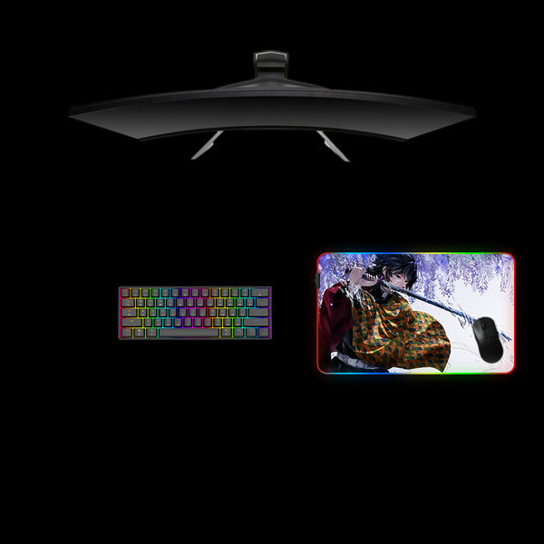 Demon Slayer Giyu Water Design Medium Size RGB Lit Gaming Mouse Pad