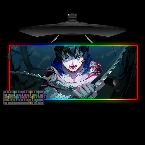 Demon Slayer Inosuke Design Large Size RGB Illuminated Gaming Mouse Pad, Computer Desk Mat