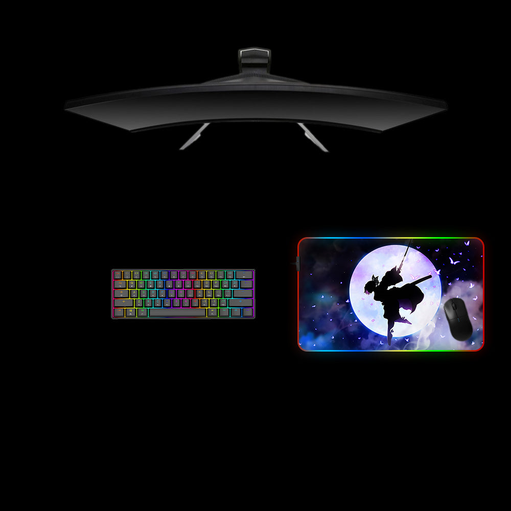 Demon Slayer Kocho Moon Design Medium Size RGB Lighting Gamer Mouse Pad, Computer Desk Mat