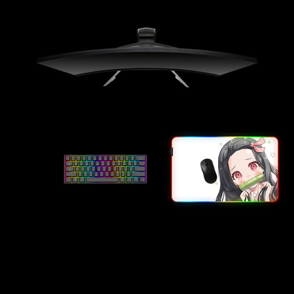 Demon Slayer Nezuko Cute Design Medium Size RGB Backlit Gaming Mouse Pad, Computer Desk Mat