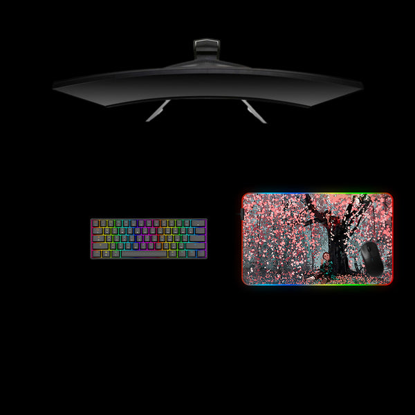 Demon Slayer Sakura Design Medium Size RGB Light Gaming Mousepad