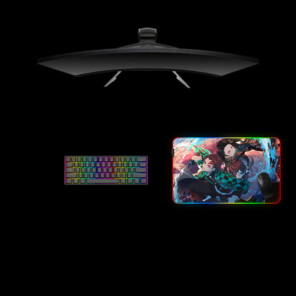 Demon Slayer Tanjiro & Nezuko Design M Size RGB Gaming Mouse Pad, Computer Desk Mat
