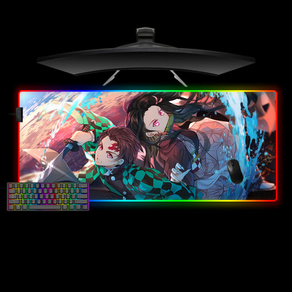 Demon Slayer Tanjiro & Nezuko Design XL Size RGB Gaming Mouse Pad, Computer Desk Mat