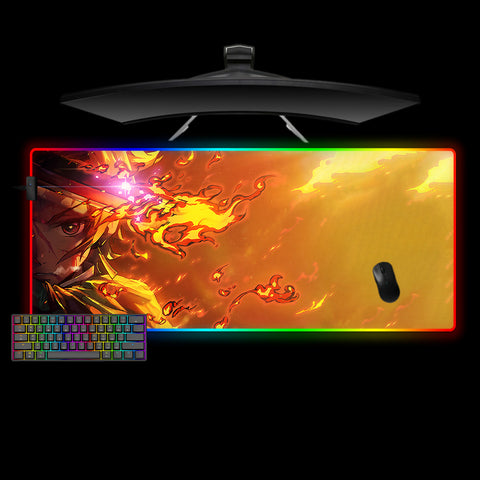 Demon Slayer Tanjiro Fire Design XXL Size RGB Illuminated Gamer Mouse Pad