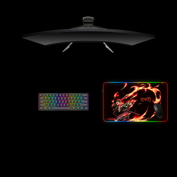 Tanjiro Kamado Fire Design M Size RGB Gaming Mouse Pad, Computer Desk Mat